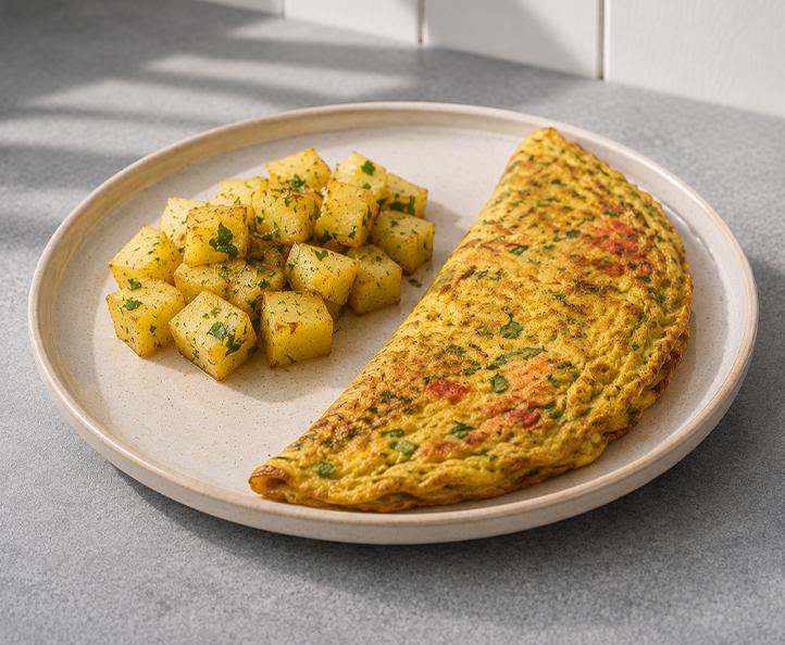 Masala Omelette & Parsley Potato