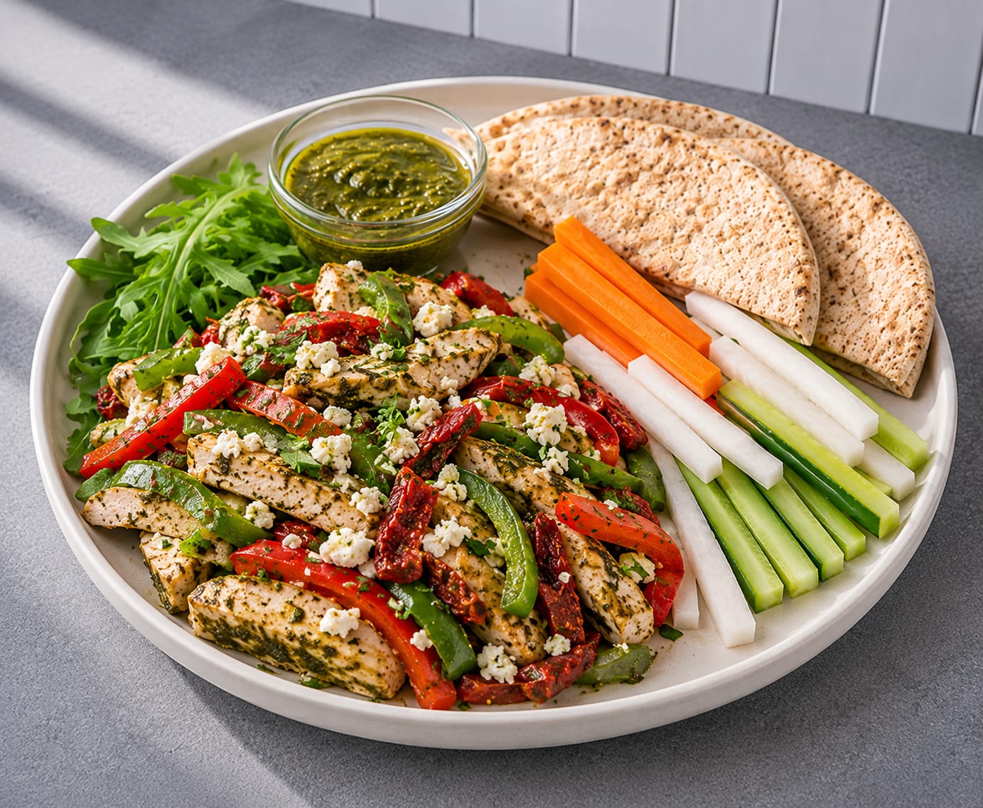 Chicken Pesto with Pita
