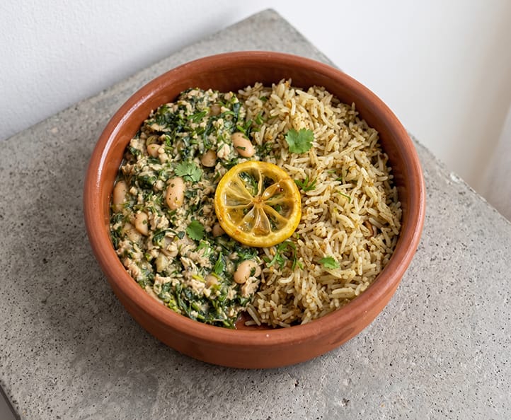 Chicken & Spinach Stew with Vermicelli Rice